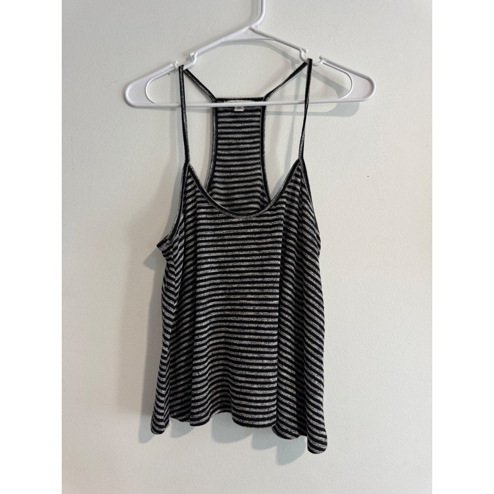 American Eagle Striped Racerback Tank Top Womens Medium Black Grey Soft Knit